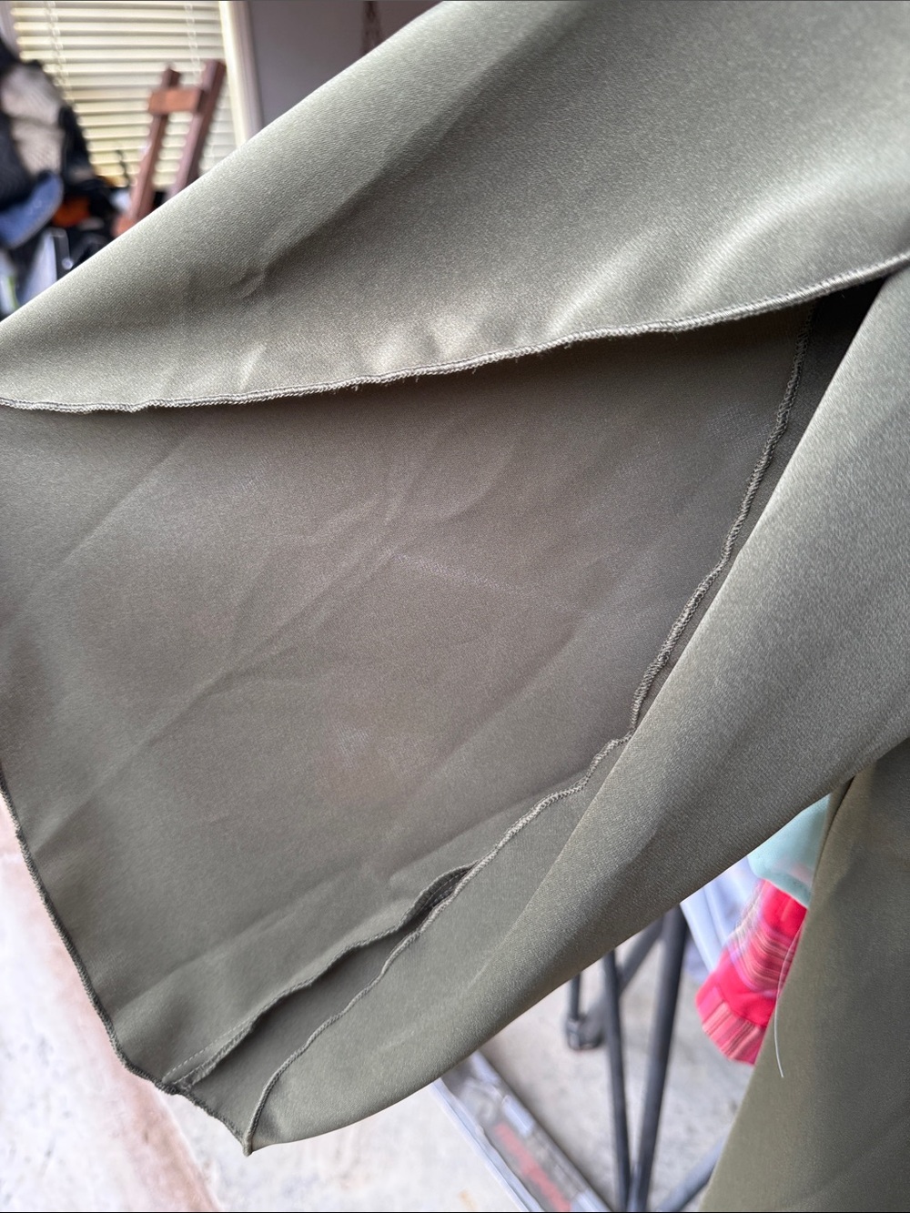 SHEIN Olive Green Ruffle Sleeve A-Line Dress - Picture 2 of 2